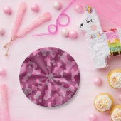 ピンクデザイン渦 ペーパープレート (パーティー)