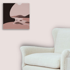 ピンクデジタフェミニンルアートビーチシースケープ ポスター