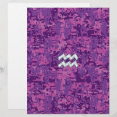 ピンクデジタルカモフラージュのアクエリアス〔占星術の〕十二宮図シンボル (正面/裏面)