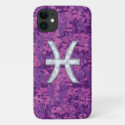 ピンクデジタルカモフラージュの魚座〔占星術の〕十二宮図記号 Case-Mate iPhoneケース (裏面)