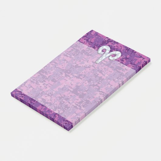 ピンクデジタル迷彩柄上のパールのような牡羊座のシンボル ポストイット (アングル)