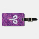 ピンクデジタル迷彩柄上のパールのような牡羊座のシンボル ラゲッジタグ (正面横)