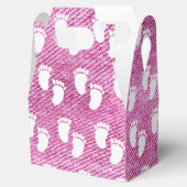 ピンクデニムプリント赤ちゃんシャワー足跡パターン フェイバーボックス (オープン)