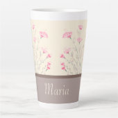 ピンクデリケートフローラアートデザイナー カフェラテマグ (正面)