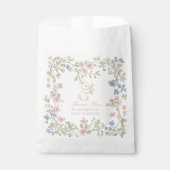 ピンクデリケートヴィンテージフローラバニーベビーシャワー フェイバーバッグ (正面)