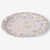 ピンクデリケートヴィンテージフローラバニーベビーシャワー ペーパープレート (アングル)