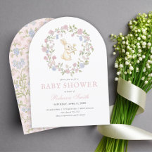 ピンクデリケートヴィンテージフローラバニーベビーシャワー