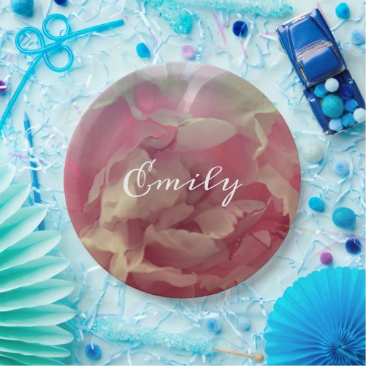 ピンクデリケート牡丹カスタムフローラ  ペーパープレート (パーティー)