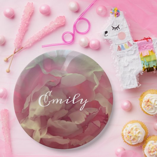 ピンクデリケート牡丹カスタムフローラ ペーパープレート (パーティー)