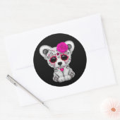 ピンクデーオブザデッドシュガースカルベアーブラック ラウンドシール (封筒)