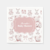 ピンクトイズトイレデジュエベイビーシャワー スタンダードカクテルナプキン (正面)