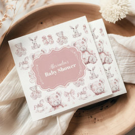 ピンクトイズトイレデジュエベイビーシャワー スタンダードカクテルナプキン