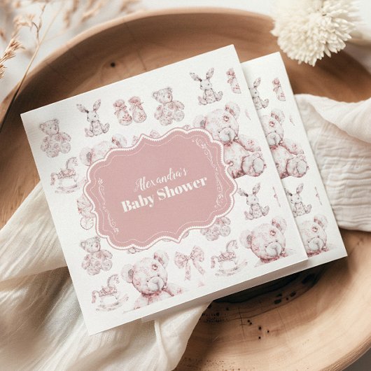 ピンクトイズトイレデジュエベイビーシャワー スタンダードカクテルナプキン