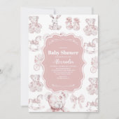 ピンクトイズトイレデジュエベイビーシャワー 招待状 (正面)