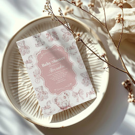 ピンクトイズトイレデジュエベイビーシャワー 招待状