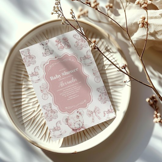 ピンクトイズトイレデジュエベイビーシャワー 招待状