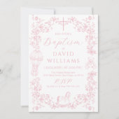 ピンクトイレガールバプティスデジタエレガントル 招待状 (正面)