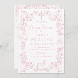 ピンクトイレガールバプティスデジタエレガントル 招待状