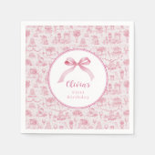 ピンクトイレコケットボウ1stバースデーガール スタンダードカクテルナプキン (正面)