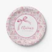 ピンクトイレコケットボウ1stバースデーガール ペーパープレート (正面)