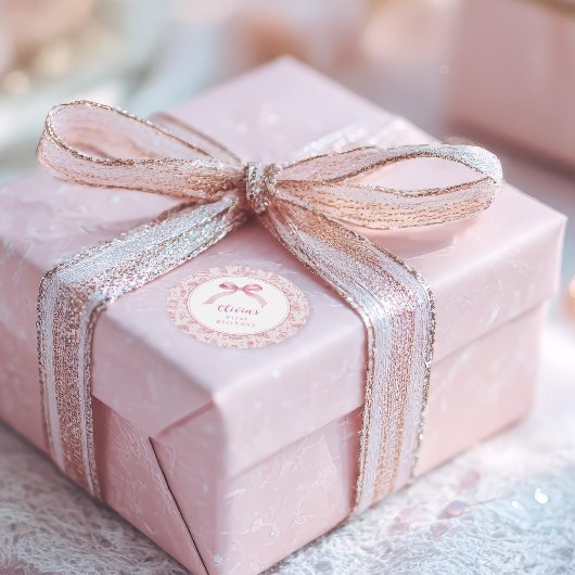 ピンクトイレコケットボウ1stバースデーガール ラウンドシール