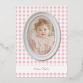 ピンクトイレコケットボウ1stバースデーガール 箔招待状 (裏面)