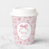 ピンクトイレコケットボウ1stバースデーガール 紙コップ (正面)