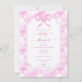 ピンクトイレサファリアニマルズチノイスリーベビーシャワー 招待状 (正面)