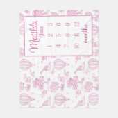 ピンクトイレサファリマイルストーンブランケット、ベビーガールサフ フリースブランケット (正面)