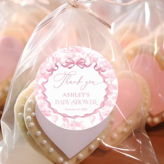 ピンクトイレサファリ動物の赤ちゃんシャワーありがとう ラウンドシール