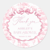 ピンクトイレサファリ動物の赤ちゃんシャワーありがとう ラウンドシール (正面)