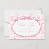 ピンクトイレサファリ動物ベビーシャワーありがとう サンキューカード (正面)