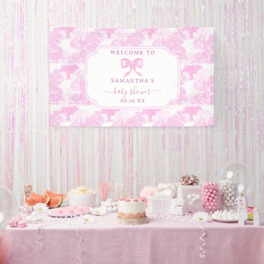 ピンクトイレジャングルアニマルズサファリチノイスリーベビー 横断幕 (パーティー)