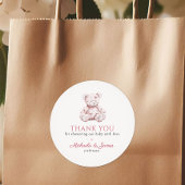 ピンクトイレテディベアーガールベビーシャワーの好意 ラウンドシール