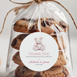 ピンクトイレテディベアーガールベビーシャワーの好意 ラウンドシール