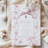 ピンクトイレテディベア赤ちゃんシャワー 招待状