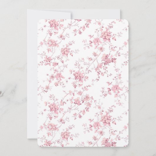 ピンクトイレテディベア赤ちゃんシャワー 招待状 (裏面)