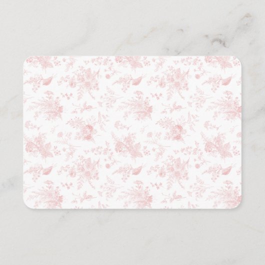 ピンクトイレデジュイオムツラッフル招待状インサート エンクロージャーカード (裏面)