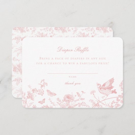 ピンクトイレデジュイオムツラッフル招待状インサート エンクロージャーカード (正面/裏面)