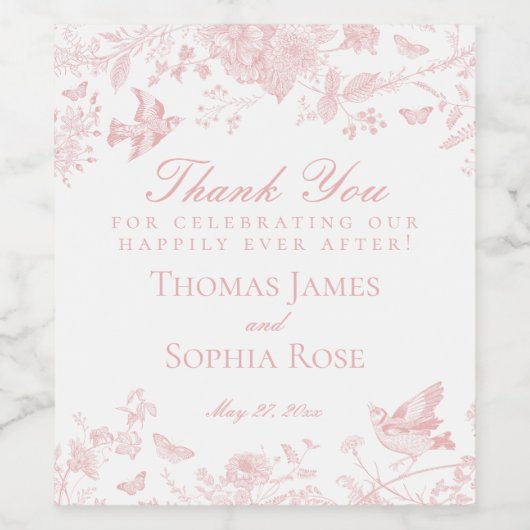 ピンクトイレデジュイフローラウェディングパーティーの好意 ワインラベル (シングルラベル)