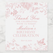 ピンクトイレデジュイフローラバースデーパーティーの好意 ワインラベル (シングルラベル)