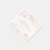 ピンクトイレデジュイヴィンテージフローラブライダルシャワー スタンダードカクテルナプキン (角)