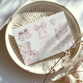 ピンクトイレデジュウイおもちゃベビシャワーディパーラッフル エンクロージャーカード