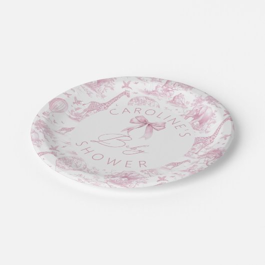 ピンクトイレデジュエサファリベイビーシャワー紙プレート ペーパープレート (アングル)