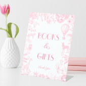 ピンクトイレデジョベイビーシャワーブックとギフト 台座サイン