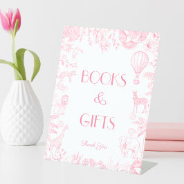 ピンクトイレデジョベイビーシャワーブックとギフト 台座サイン