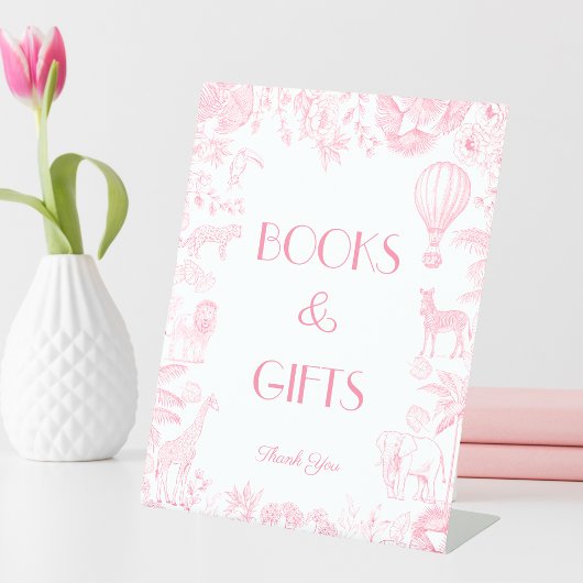 ピンクトイレデジョベイビーシャワーブックとギフト 台座サイン