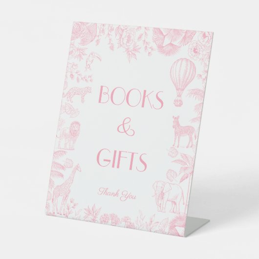 ピンクトイレデジョベイビーシャワーブックとギフト 台座サイン (正面)