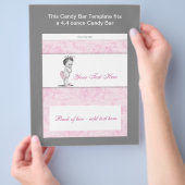 ピンクトイレベビーシャワーキャンディバーラッパー チラシ (手)