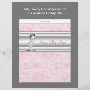 ピンクトイレベビーシャワーキャンディバーラッパー チラシ